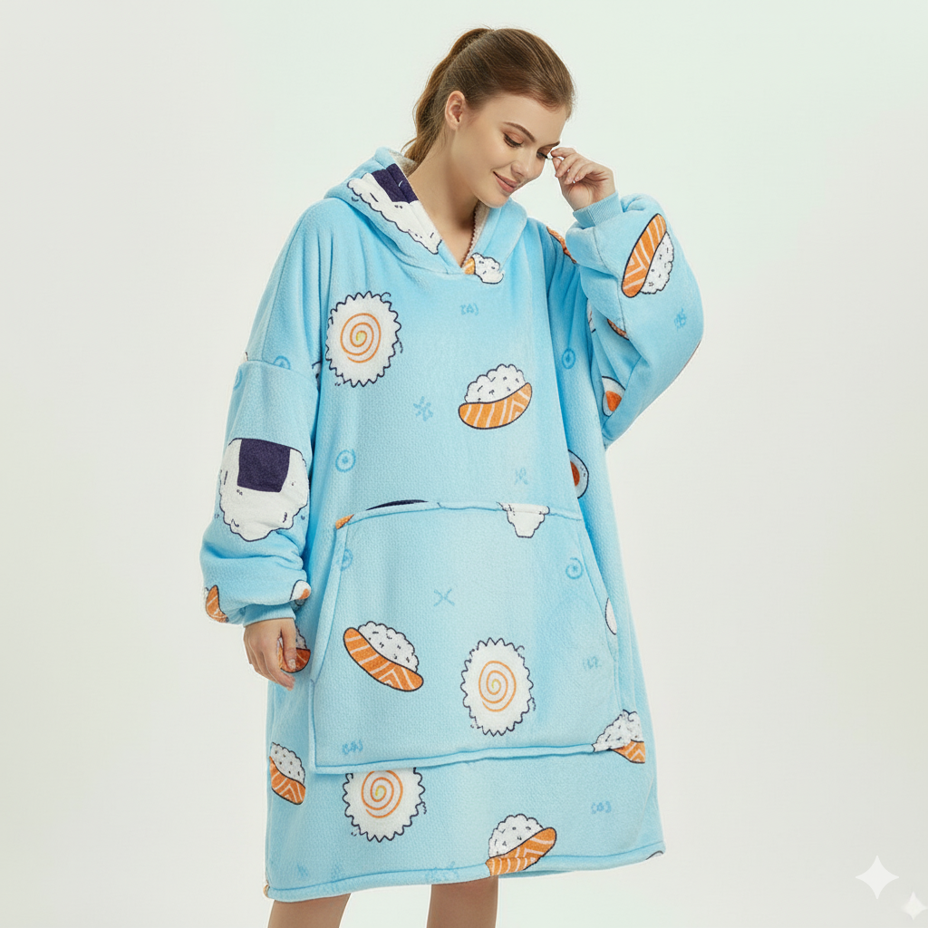 Sushi Blue ArcticLuxe™ – Premium Heavyweight Wearable Blanket Hoodie