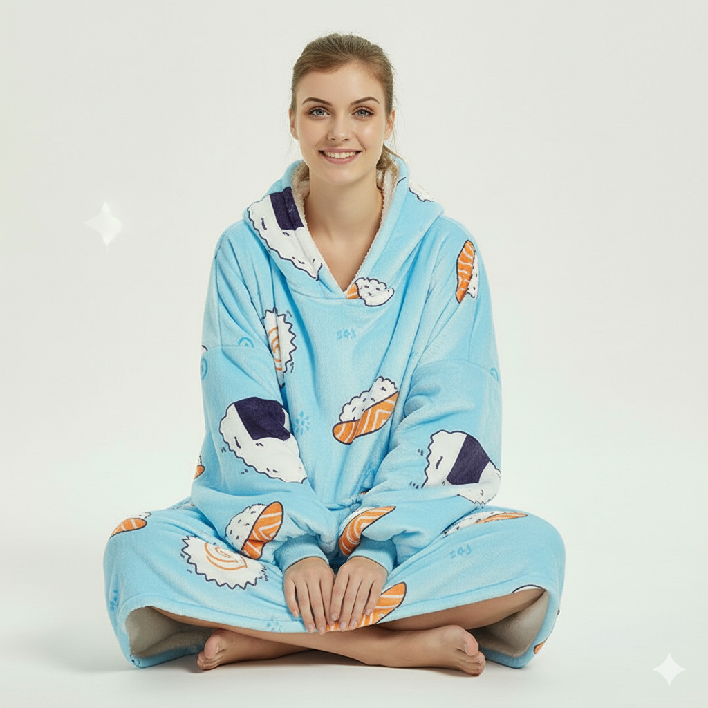 Sushi Blue ArcticLuxe™ – Premium Heavyweight Wearable Blanket Hoodie
