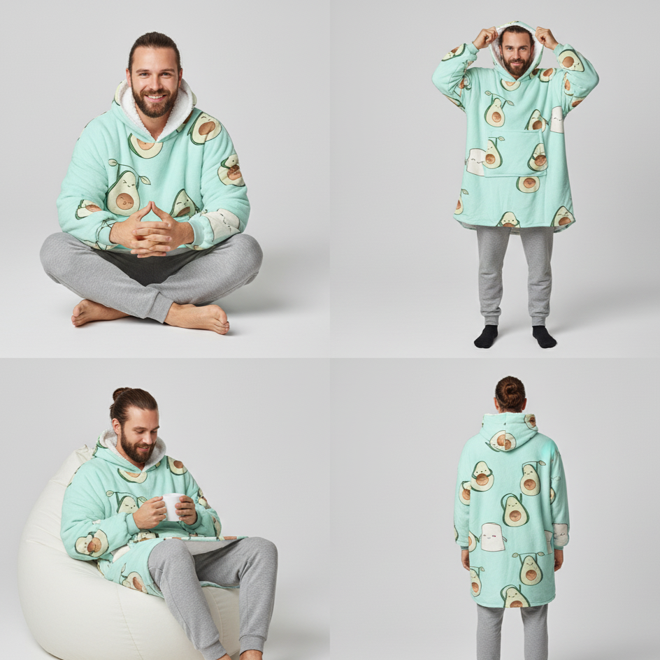 Avocado EverCozy™ – Midweight Wearable Hoodie with Fun Print