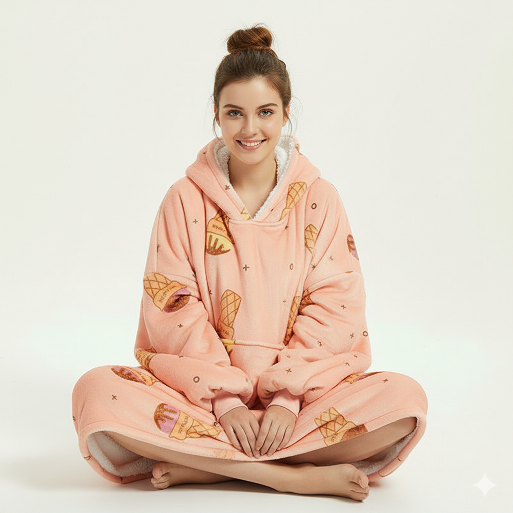 Ice Cream Pink ArcticLuxe™ – Premium Heavyweight Wearable Blanket Hoodie