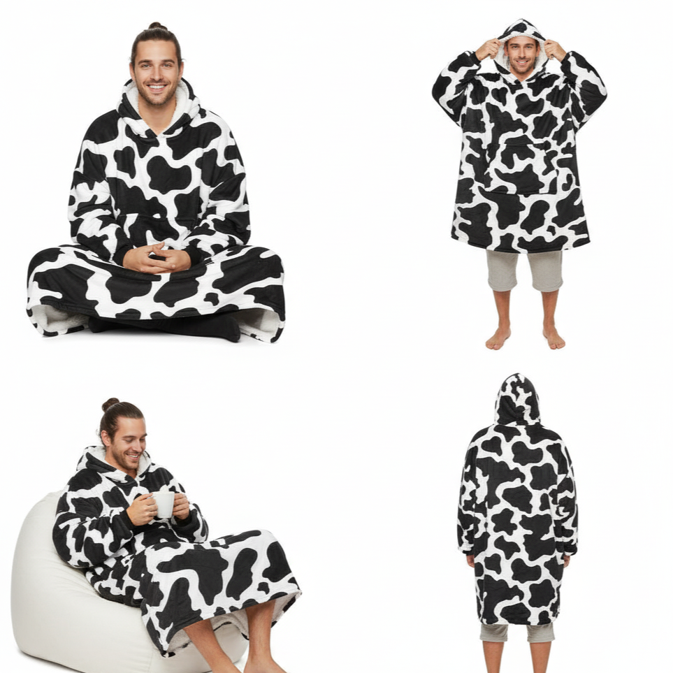 Cow EverCozy™ – Midweight Wearable Hoodie with Fun Print
