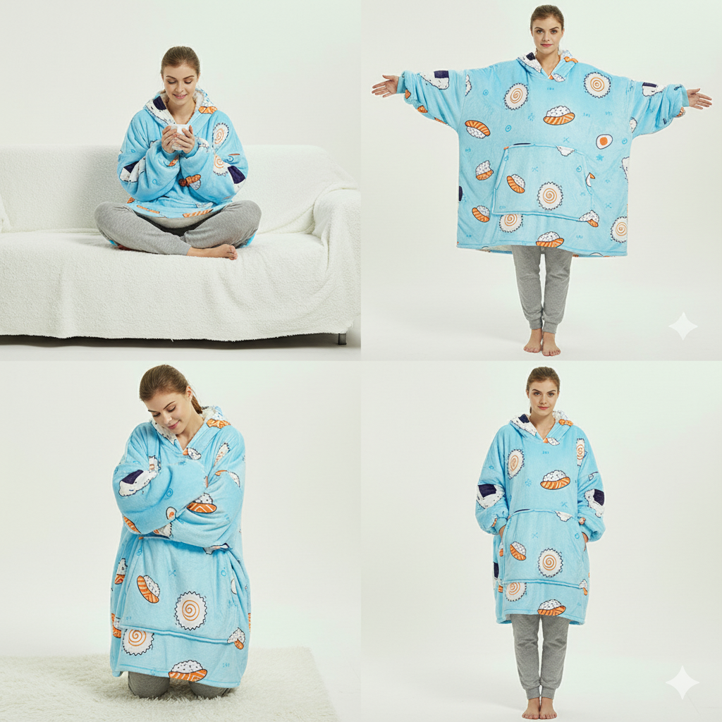 Sushi Blue ArcticLuxe™ – Premium Heavyweight Wearable Blanket Hoodie