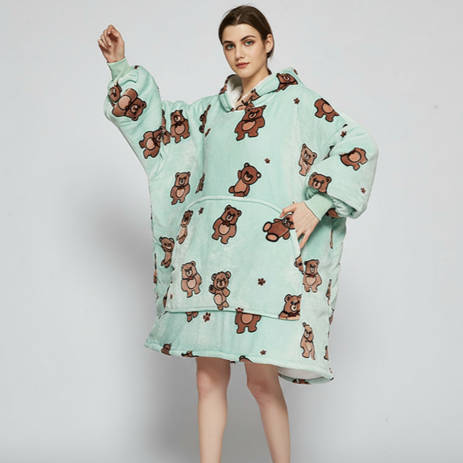 Mint Bear ArcticLuxe™ – Premium Heavyweight Wearable Blanket Hoodie