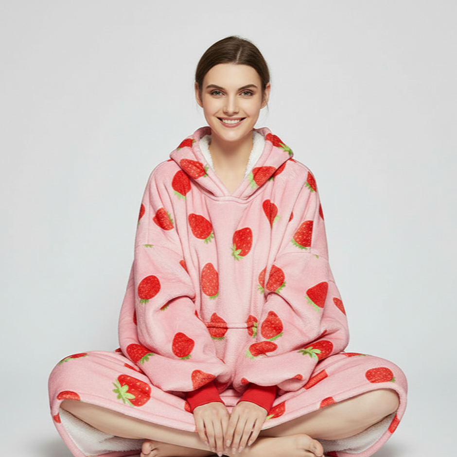 Strawberry ArcticLuxe™ – Premium Heavyweight Wearable Blanket Hoodie