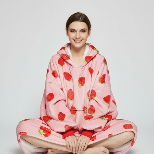 Strawberry ArcticLuxe™ – Premium Heavyweight Wearable Blanket Hoodie