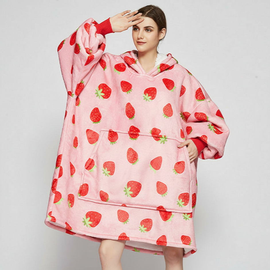 Strawberry ArcticLuxe™ – Premium Heavyweight Wearable Blanket Hoodie