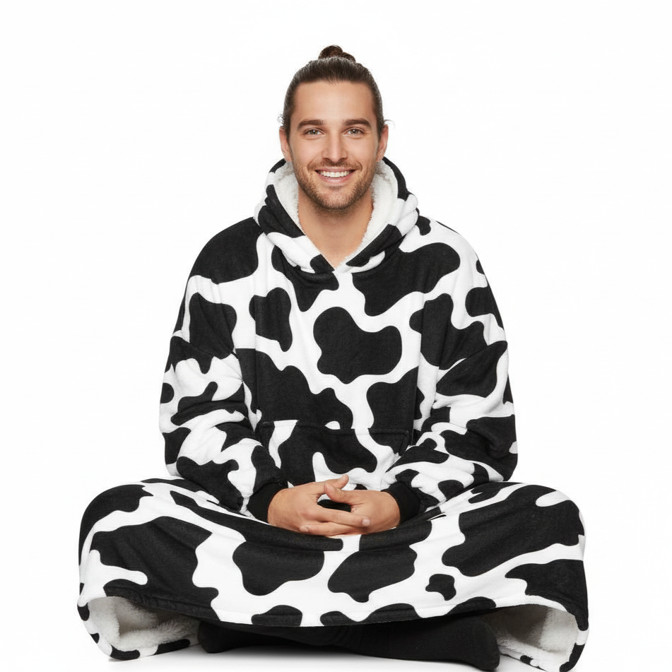 Cow EverCozy™ – Midweight Wearable Hoodie with Fun Print