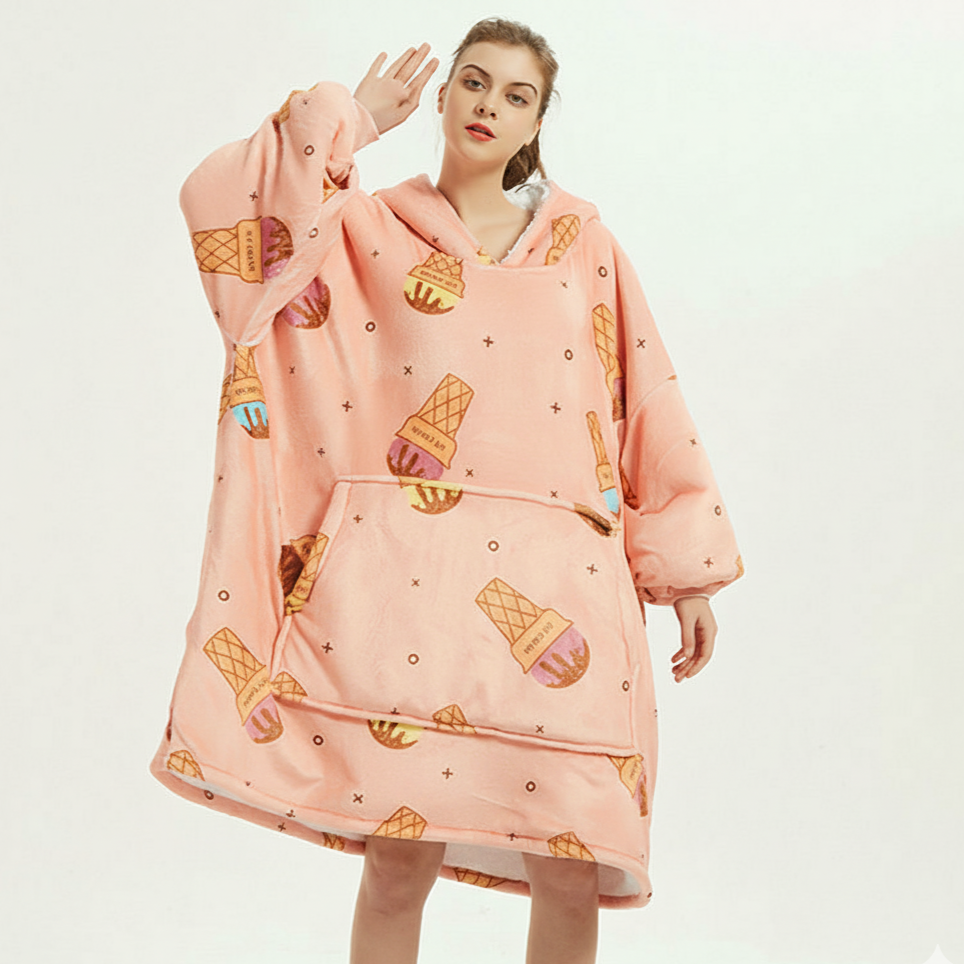 Ice Cream Pink ArcticLuxe™ – Premium Heavyweight Wearable Blanket Hoodie