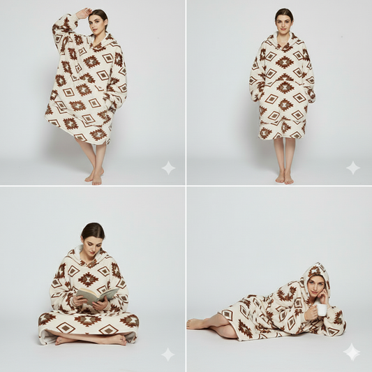 Diamond Grid ArcticLuxe™ – Premium Heavyweight Wearable Blanket Hoodie