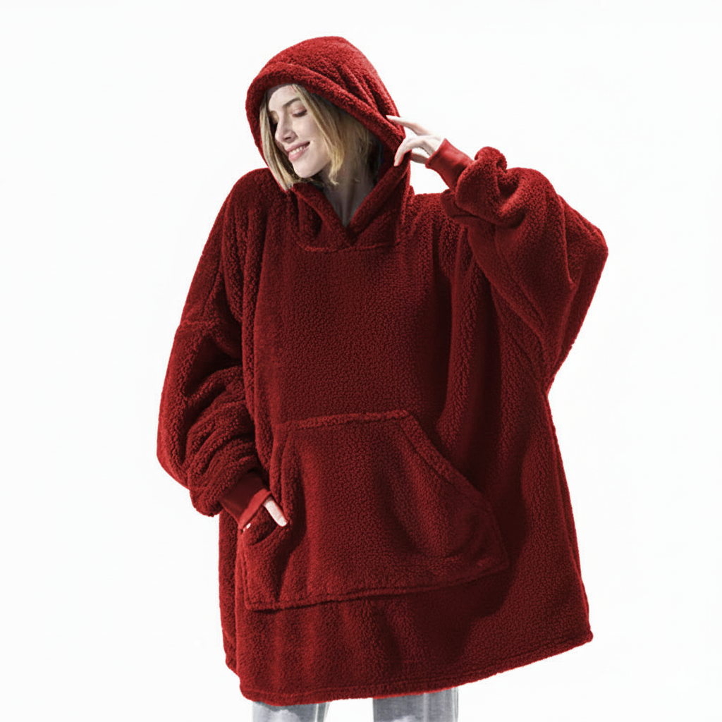 Wine Red CozyCore™ – Lightweight Wearable Hoodie
