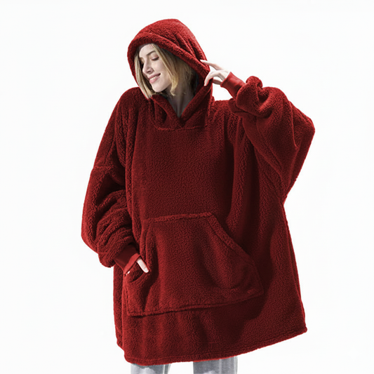 Wine Red CozyCore™ – Lightweight Wearable Hoodie