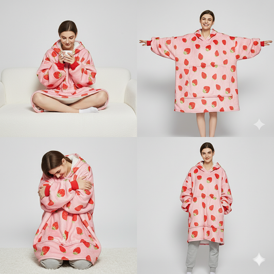 Strawberry ArcticLuxe™ – Premium Heavyweight Wearable Blanket Hoodie
