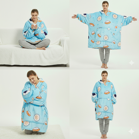 Sushi Blue ArcticLuxe™ – Premium Heavyweight Wearable Blanket Hoodie