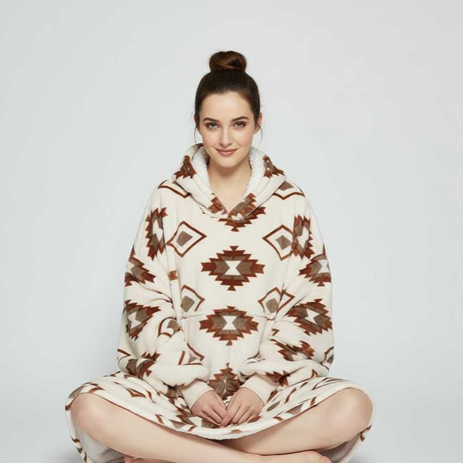 Diamond Grid ArcticLuxe™ – Premium Heavyweight Wearable Blanket Hoodie