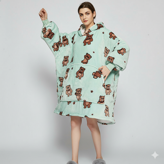 Mint Bear ArcticLuxe™ – Premium Heavyweight Wearable Blanket Hoodie