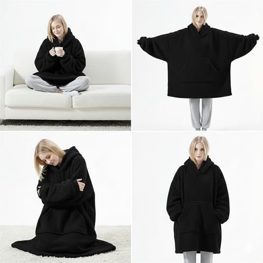 Jet Black CozyCore™ – Lightweight Wearable Hoodie