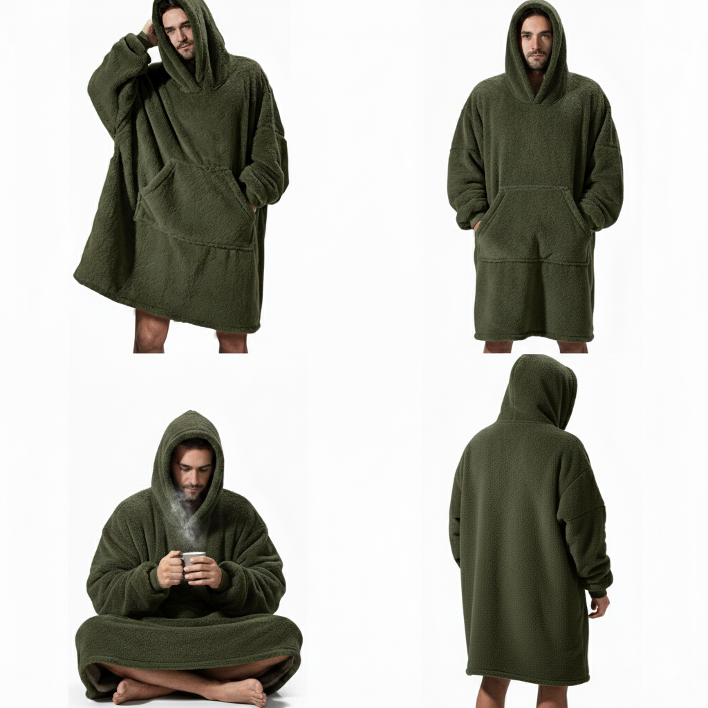 Army Green CozyCore™ – Lightweight Wearable Hoodie