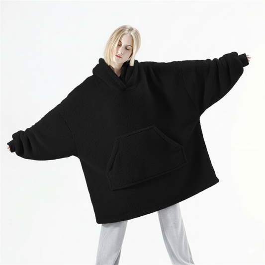 Jet Black CozyCore™ – Lightweight Wearable Hoodie