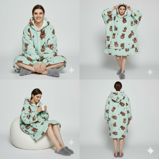 Mint Bear ArcticLuxe™ – Premium Heavyweight Wearable Blanket Hoodie
