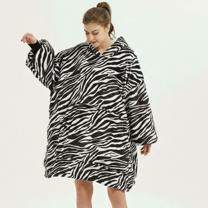 Zebra Black & White ArcticLuxe™ – Premium Heavyweight Wearable Blanket Hoodie