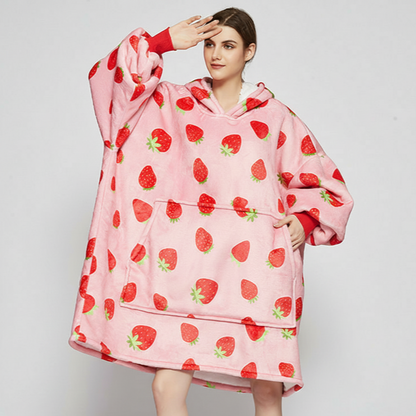 Strawberry ArcticLuxe™ – Premium Heavyweight Wearable Blanket Hoodie