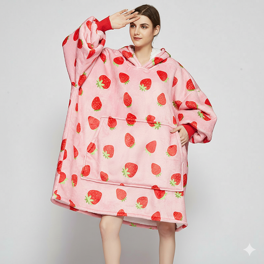 Strawberry ArcticLuxe™ – Premium Heavyweight Wearable Blanket Hoodie