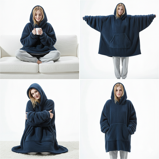 Navy Blue CozyCore™ – Lightweight Wearable Hoodie