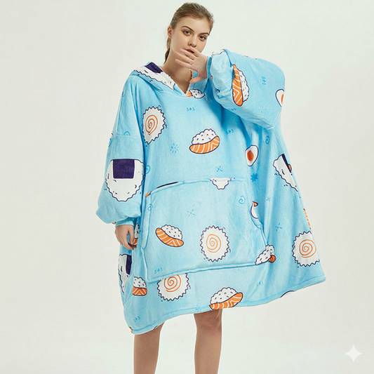 Sushi Blue ArcticLuxe™ – Premium Heavyweight Wearable Blanket Hoodie