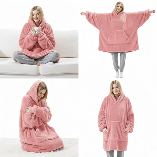 Blush Pink CozyCore™ – Lightweight Wearable Hoodie