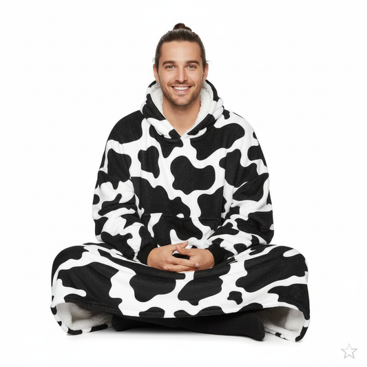 Cow EverCozy™ – Midweight Wearable Hoodie with Fun Print