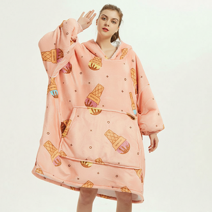 Ice Cream Pink ArcticLuxe™ – Premium Heavyweight Wearable Blanket Hoodie