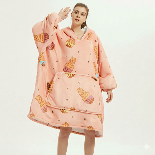 Ice Cream Pink ArcticLuxe™ – Premium Heavyweight Wearable Blanket Hoodie