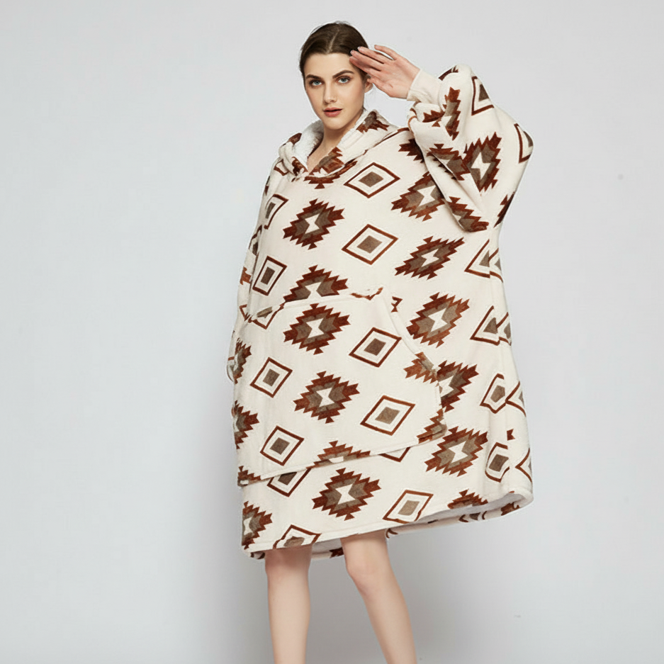 Diamond Grid ArcticLuxe™ – Premium Heavyweight Wearable Blanket Hoodie