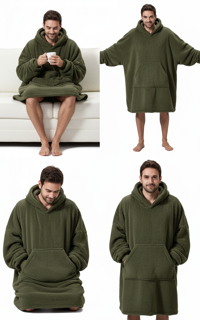 Army Green CozyCore™ – Lightweight Wearable Hoodie