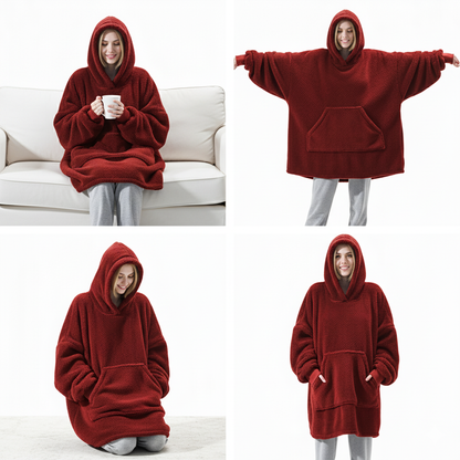 Wine Red CozyCore™ – Lightweight Wearable Hoodie