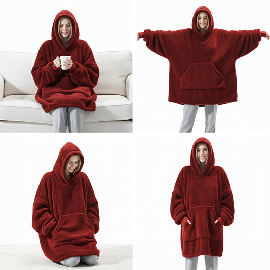 Wine Red CozyCore™ – Lightweight Wearable Hoodie